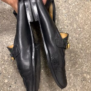 Gucci Black Leather Slip-On Loafers